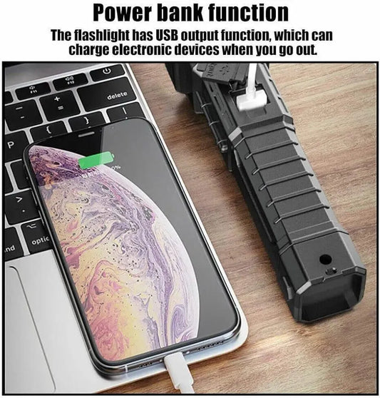 Black Flashlight with Type-C Charging Port